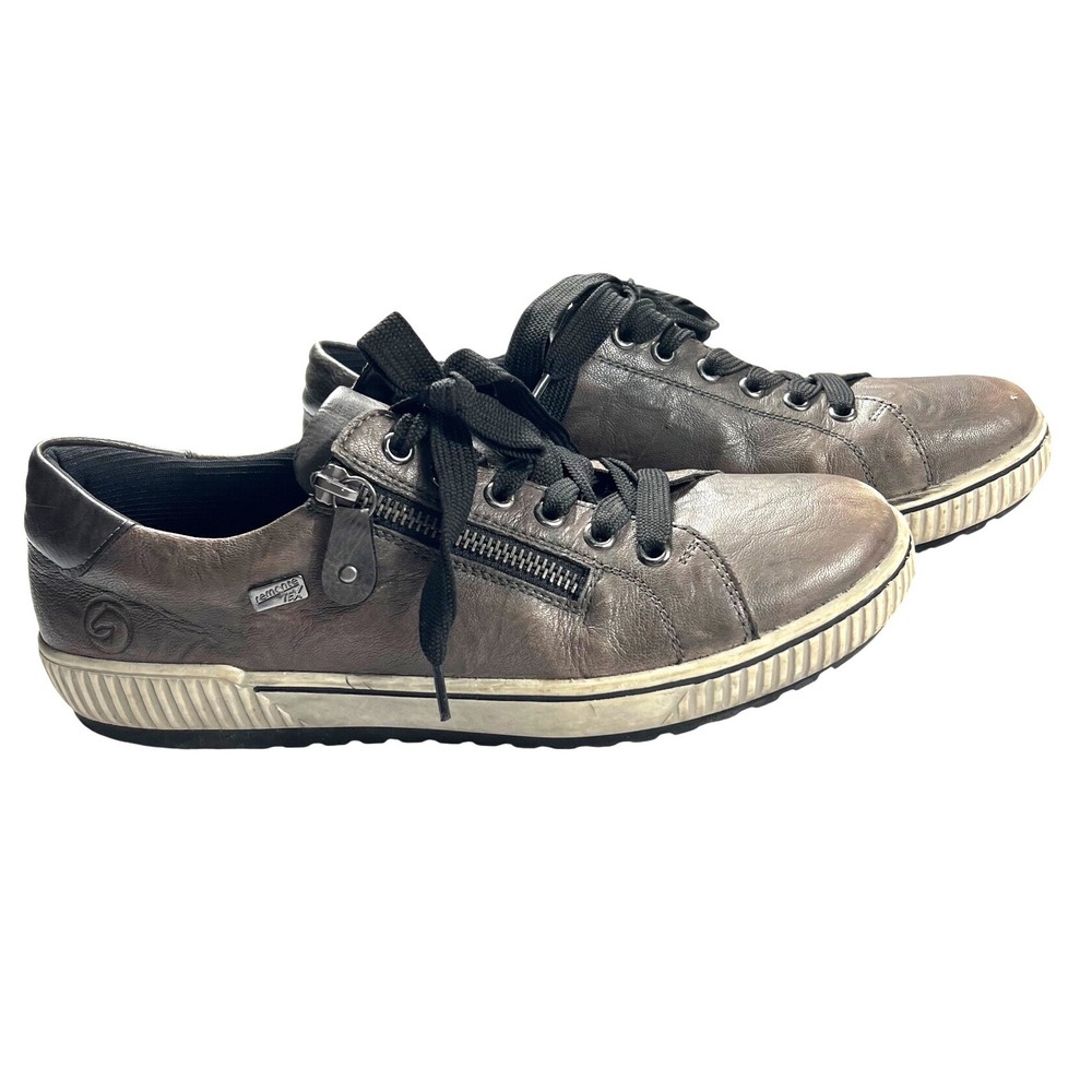 Remonte Maditta D0700 Leather Sneakers 40 Metallic Gray Brown Comfort Walking - Picture 2 of 10